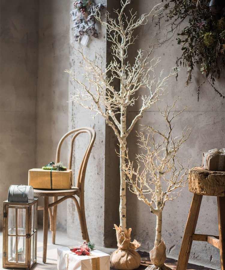 Christmas Withered White Christmas Tree Faux, RusticReach, two bare white artificial trees on Tampa Home & Garden Store