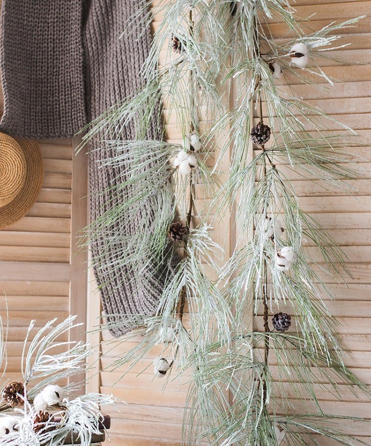 Christmas faux snow pine needle wreath or vine with frosted needles and pinecones RusticReach on Tampa Home & Garden Store