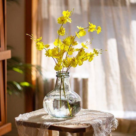 Faux silk yellow dancing lady orchid stem bundle, 19 inches tall in a vase RusticReach on Tampa Home & Garden Store