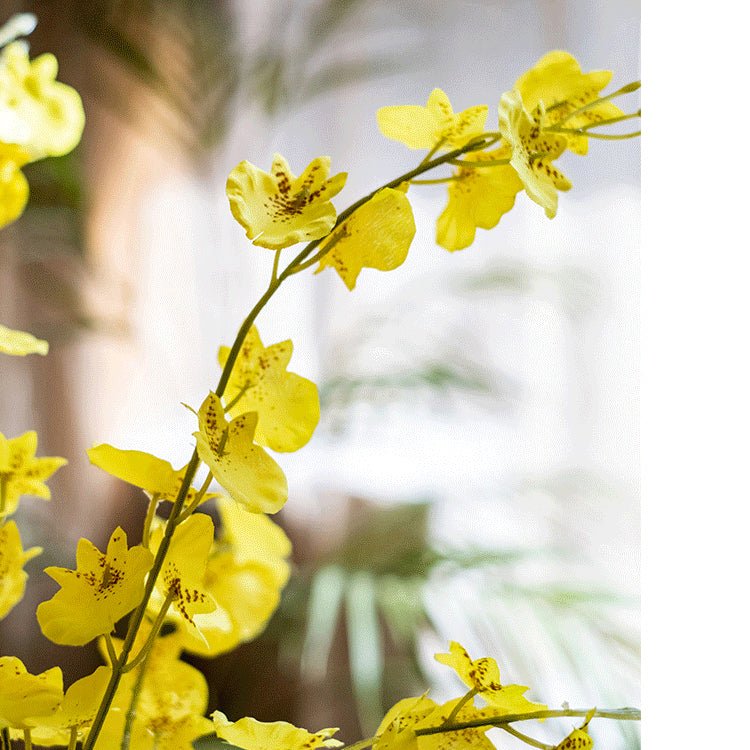 Faux silk yellow dancing lady orchid stem bundle, 19in tall, RusticReach on Tampa Home & Garden Store