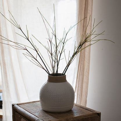 Artificial Zen Style Bamboo Stem 30in Vase by RusticReach white ceramic with green stems on Tampa Home & Garden Store