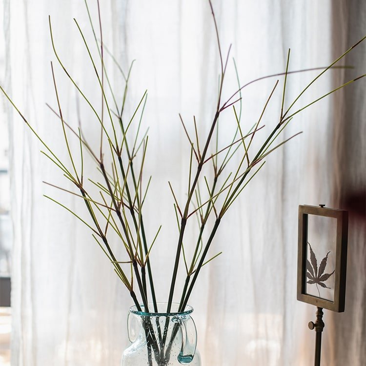 Artificial Zen Style Bamboo Stem 30in Tall RusticReach arranged in a glass vase with slender green-brown stalks on Tampa Home & Garden Store