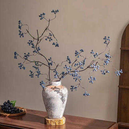 Zen Style Blue Berry Stem 37.5 inches tall RusticReach artificial non-flowering plant with blue berries in a ceramic vase on Tampa Home & Garden Store