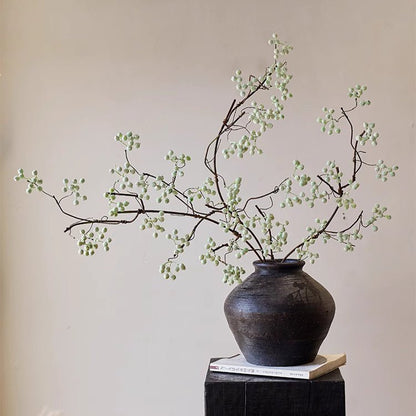 Zen Style light green berry stem, RusticReach, 37.8 inches tall in dark ceramic vase on Tampa Home & Garden Store