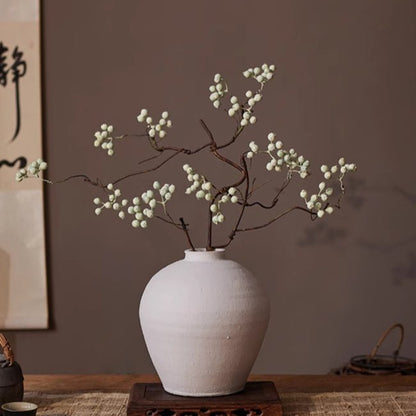 Zen Style light green berry stem artificial flora in a white ceramic vase RusticReach on Tampa Home & Garden Store