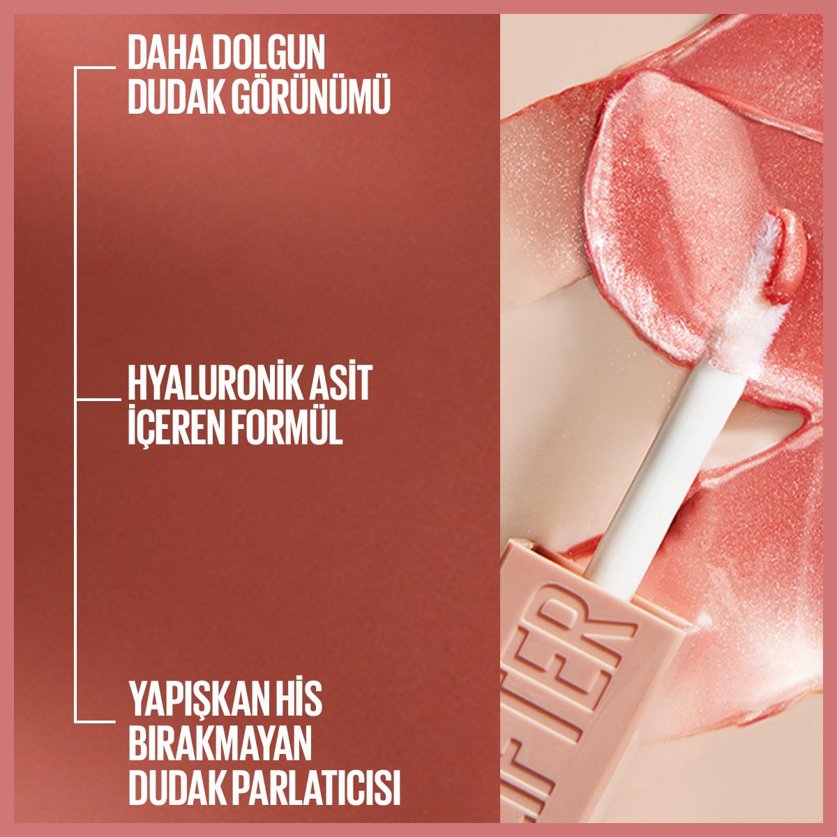 Maybelline New York Lifter Gloss lip gloss with hyaluronic acid, pink shade, applicator close-up on Tampa Home & Garden Store