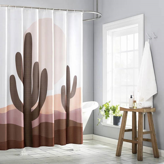 72-in. Desert Cactus Sunset Brown Red Tan Southwest Shower Curtain - Tampa Home & Garden Store