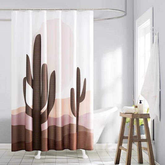 72-in. Desert Cactus Sunset Brown Red Tan Southwest Shower Curtain - Tampa Home & Garden Store