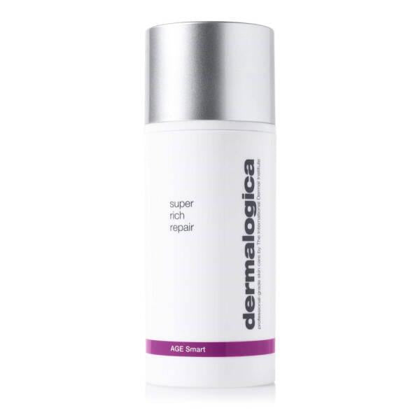 Dermalogica face cream bottle white with silver cap and AGE Smart purple band on Tampa Home & Garden Store