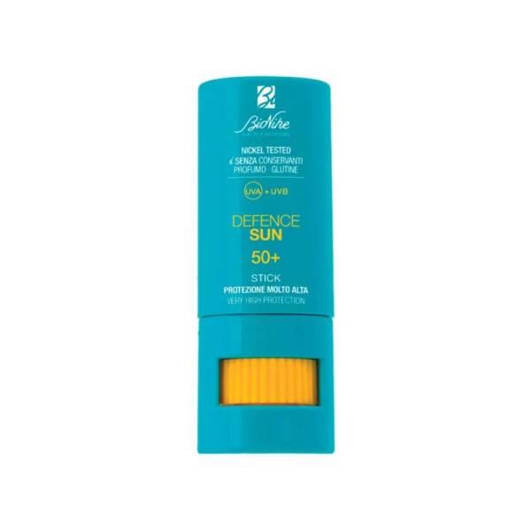 BioNike Defence Sun SPF50+ sunscreen stick in turquoise case with slider for lips nose ears on Tampa Home & Garden Store