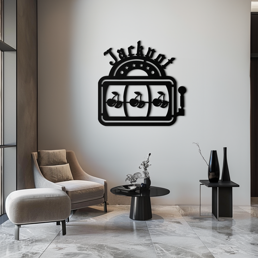 Jackpot Slot Machine Metal Wall Art – Vintage Casino Cherry Decor for Game Rooms- KAF584 - Tampa Home & Garden Store