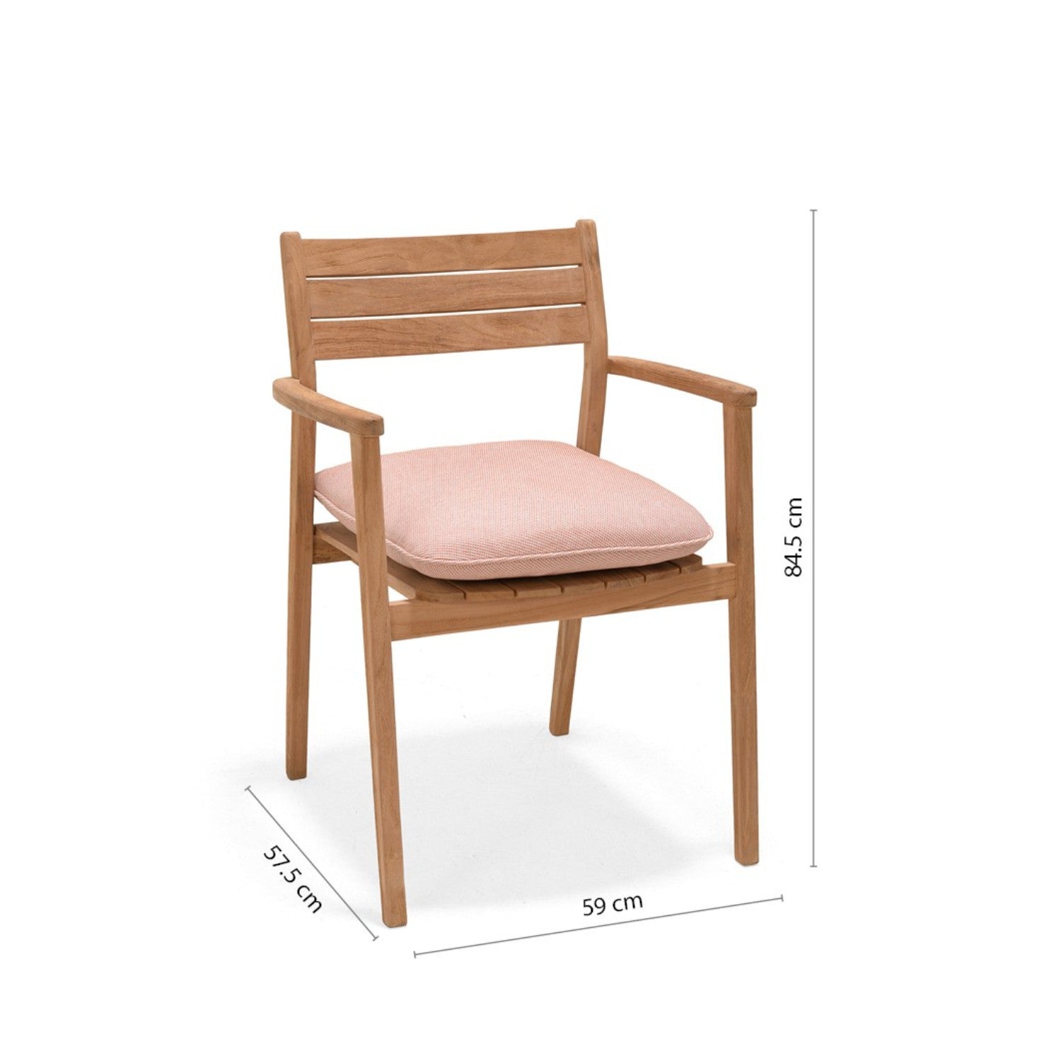 Jade Teak Stacking Armchair with terracotta cushion, teak outdoor chair by LifestyleGarden US on Tampa Home & Garden Store