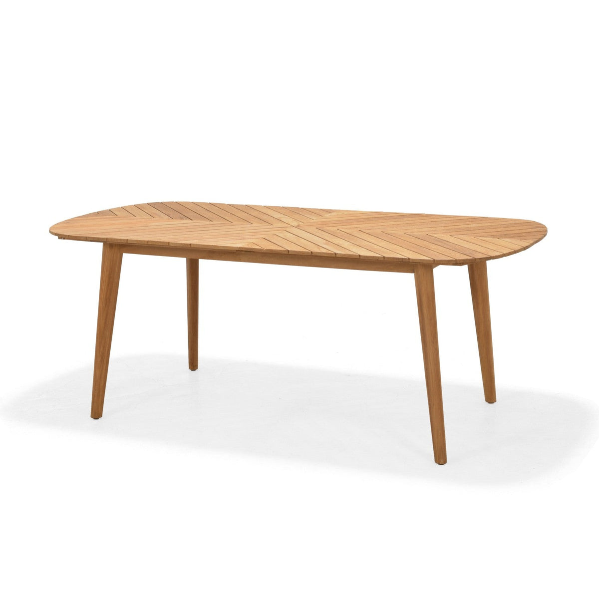 Jade rectangular teak outdoor table with chevron slat top LifestyleGarden US on Tampa Home & Garden Store