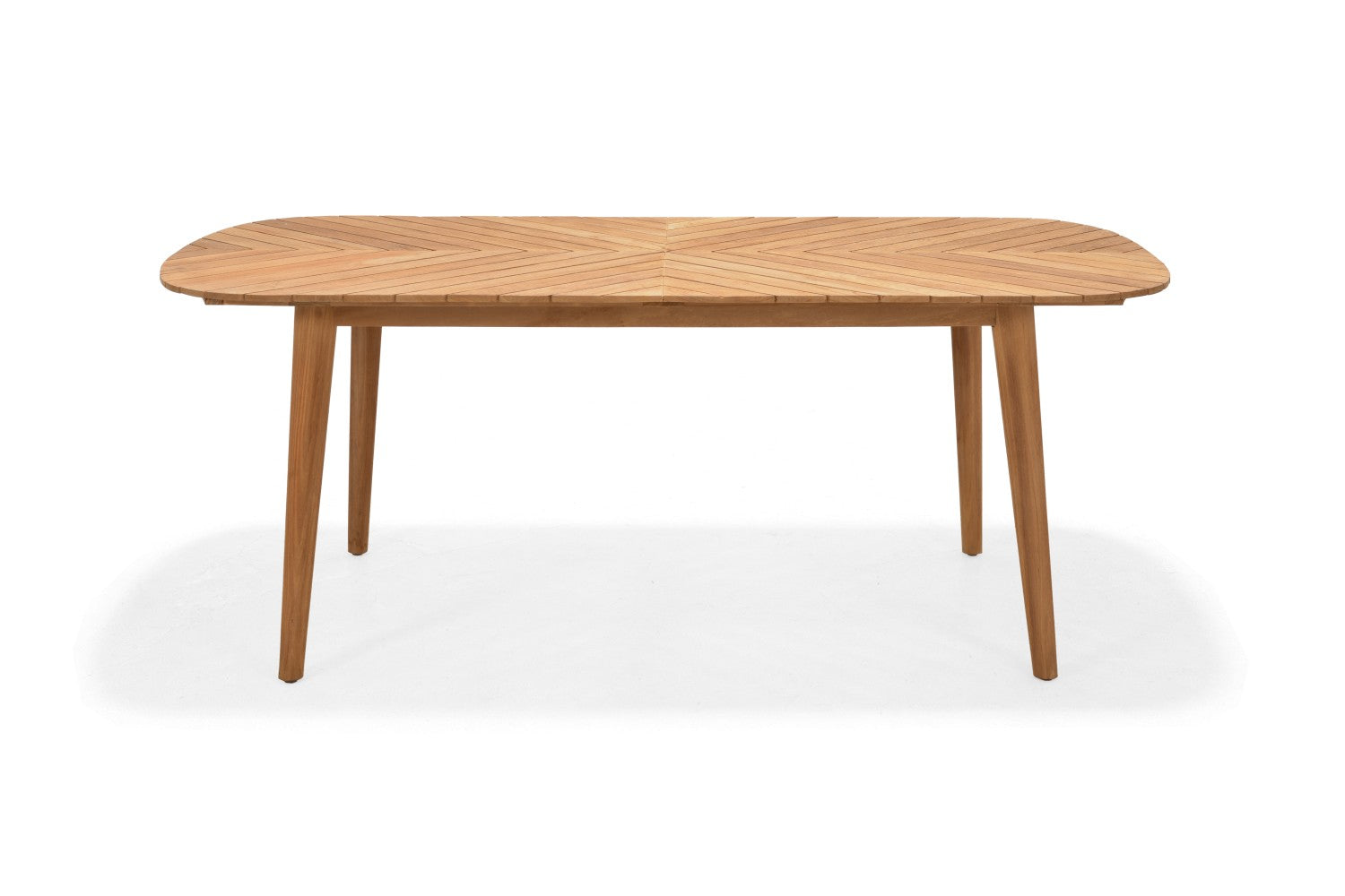 Jade Rectangular Teak Big Table outdoor teak dining table with tapered legs in warm brown on Tampa Home & Garden Store