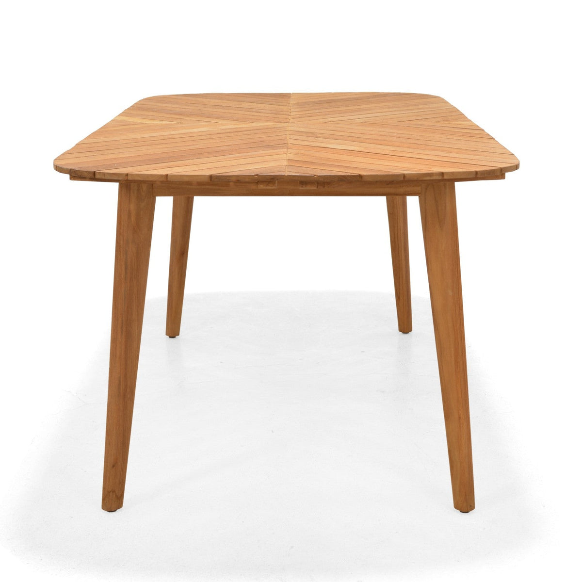Jade rectangular teak outdoor table with a slatted top and tapered legs LifestyleGarden US on Tampa Home & Garden Store