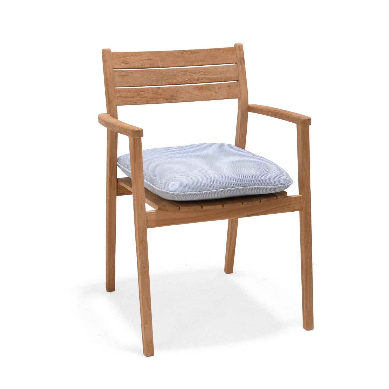 Jade Teak Stacking Armchair with Copen Blue cushion, outdoor teak chair on Tampa Home & Garden Store