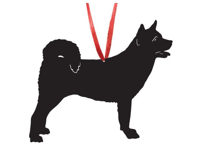 Japanese Akita plant stake silhouette in black with red ribbon by Rustica Ornamentals on Tampa Home & Garden Store