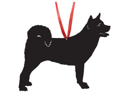 Japanese Akita plant stake silhouette in black with red ribbon by Rustica Ornamentals on Tampa Home & Garden Store