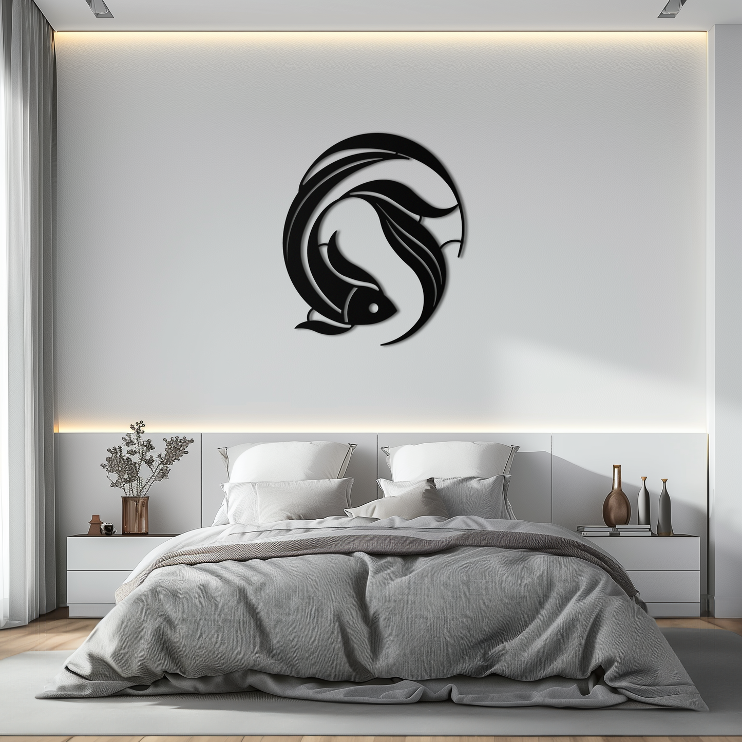 Japanese fish Metal Wall Art – Elegant Minimalist Ocean Decor- KAF379 - Tampa Home & Garden Store