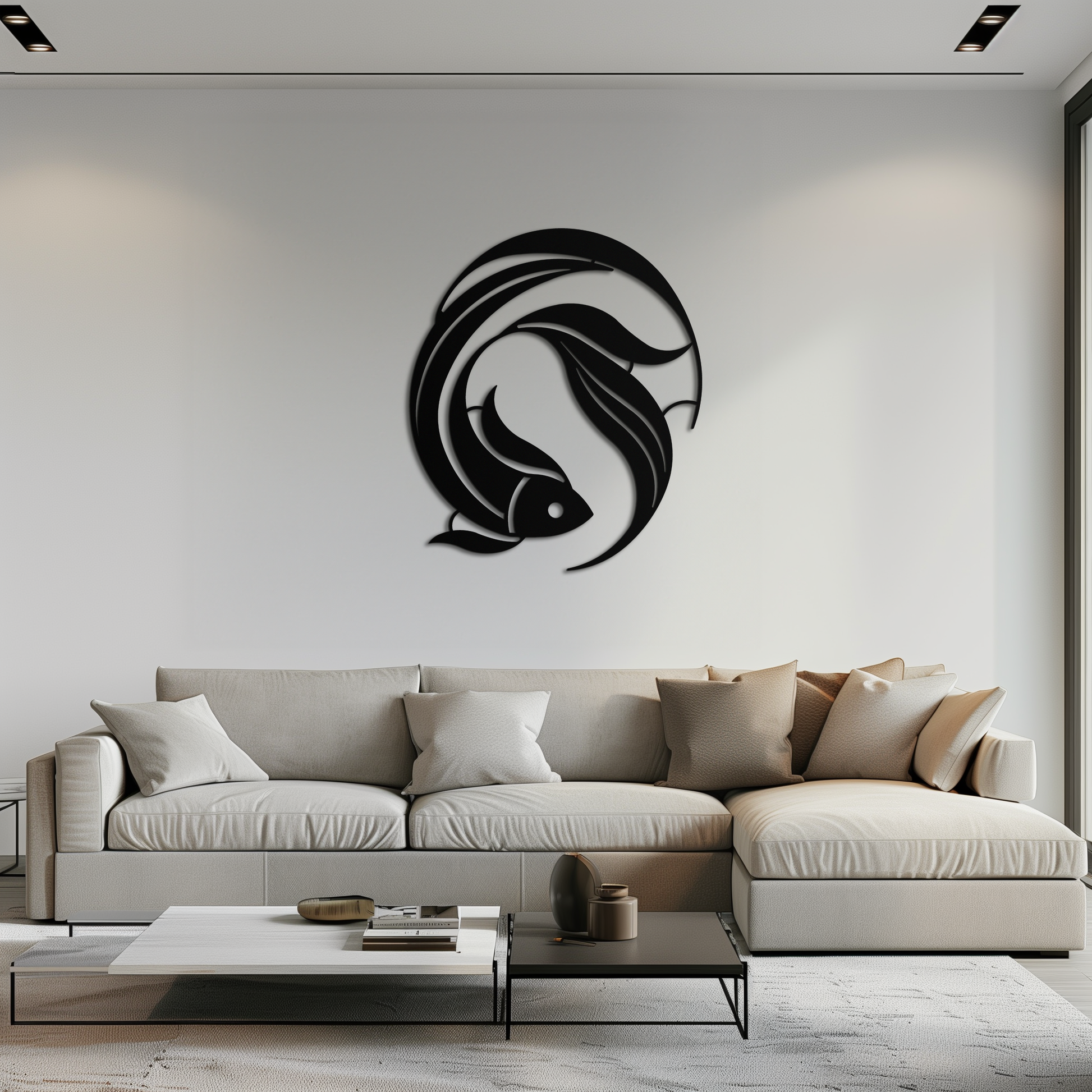 Japanese fish Metal Wall Art – Elegant Minimalist Ocean Decor- KAF379 - Tampa Home & Garden Store
