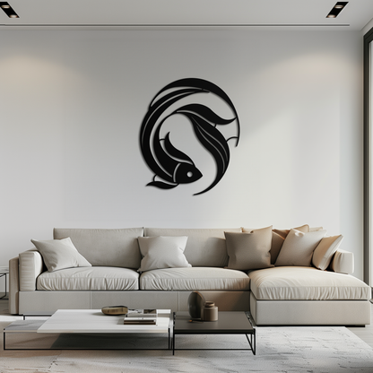 Japanese fish Metal Wall Art – Elegant Minimalist Ocean Decor- KAF379 - Tampa Home & Garden Store