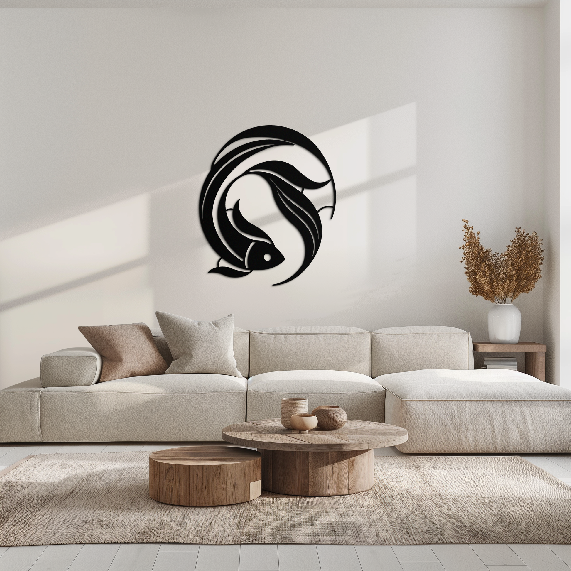 Japanese fish Metal Wall Art – Elegant Minimalist Ocean Decor- KAF379 - Tampa Home & Garden Store