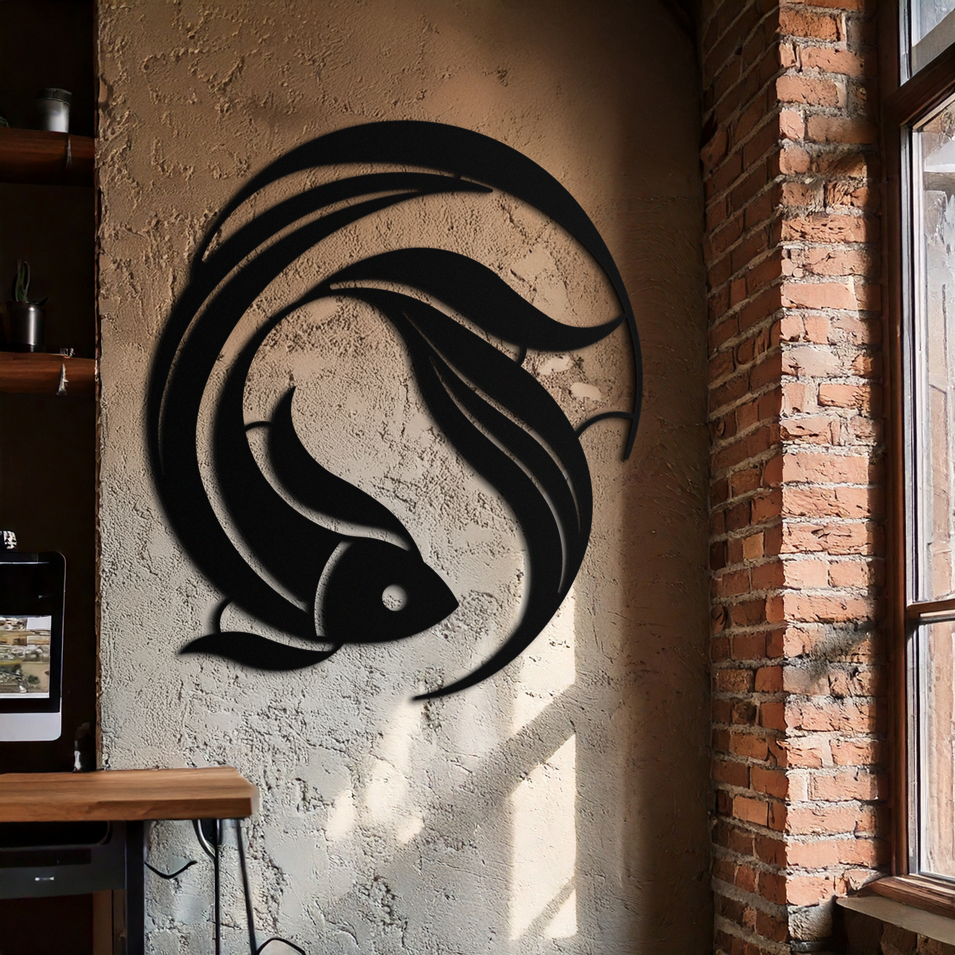 Japanese fish Metal Wall Art – Elegant Minimalist Ocean Decor- KAF379 - Tampa Home & Garden Store