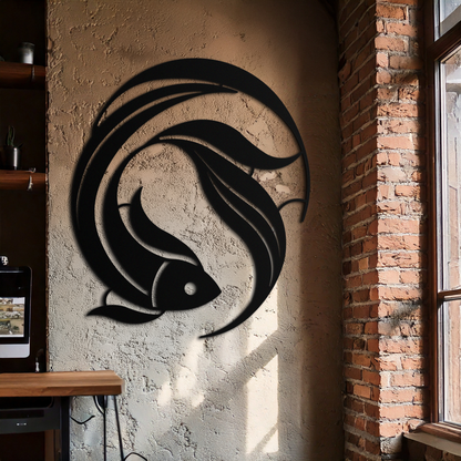 Japanese fish Metal Wall Art – Elegant Minimalist Ocean Decor- KAF379 - Tampa Home & Garden Store