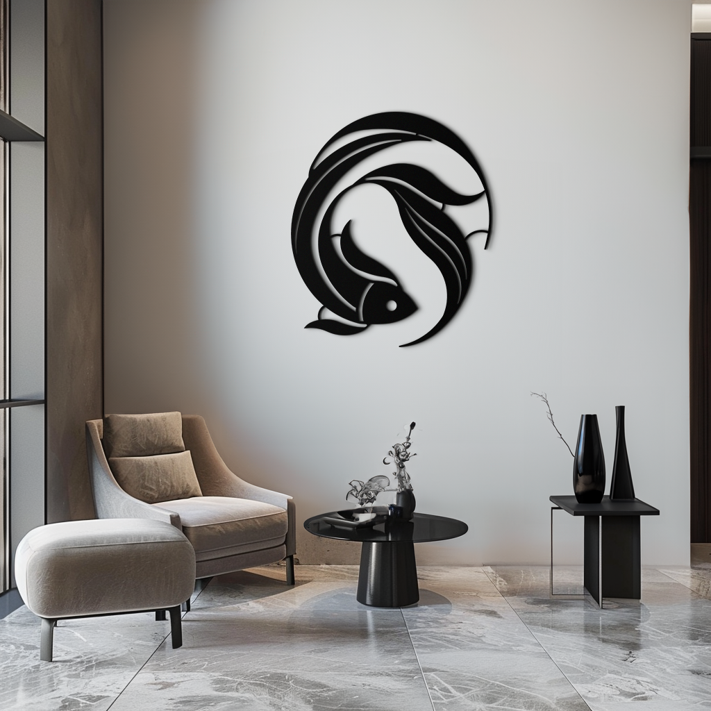 Japanese fish Metal Wall Art – Elegant Minimalist Ocean Decor- KAF379 - Tampa Home & Garden Store