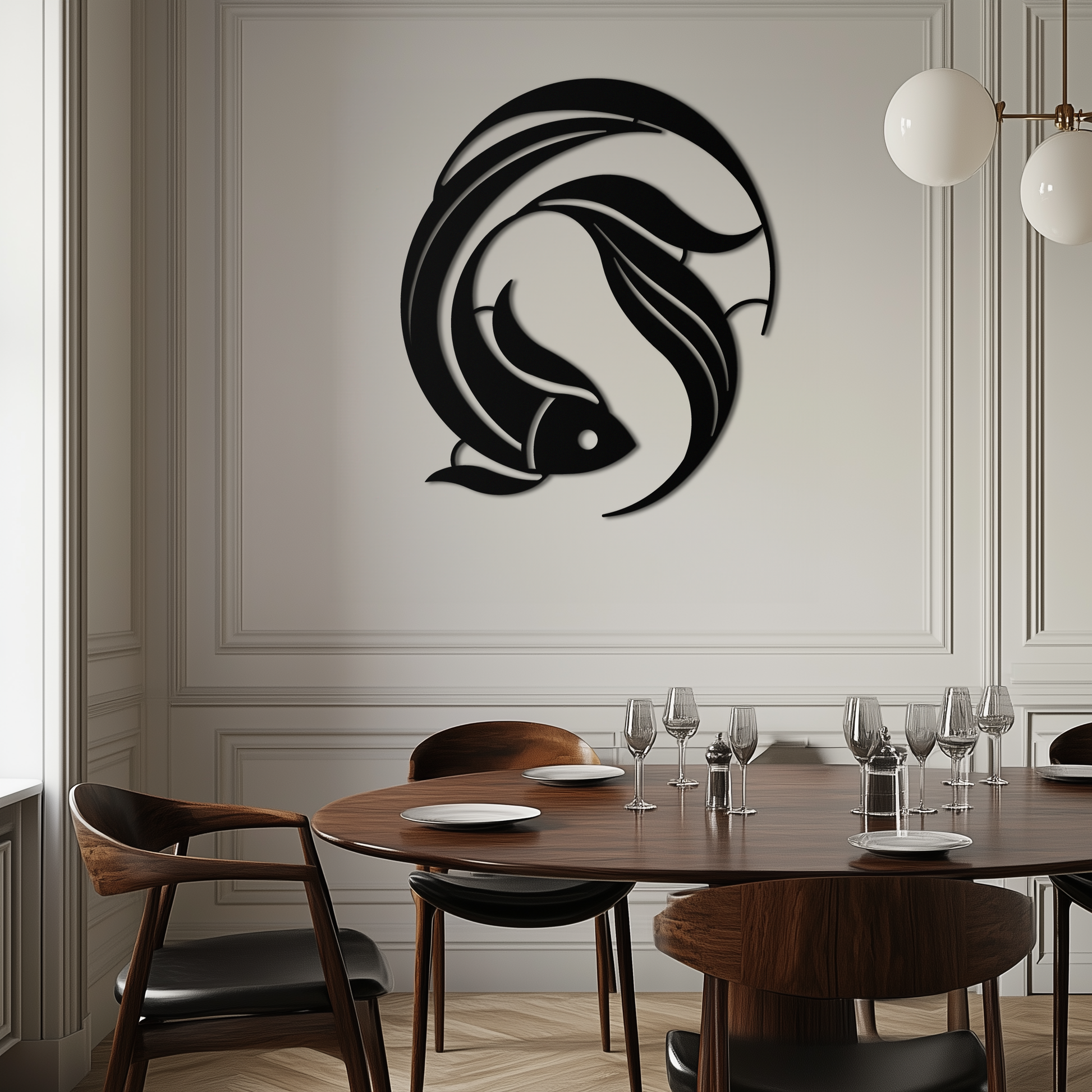 Japanese fish Metal Wall Art – Elegant Minimalist Ocean Decor- KAF379 - Tampa Home & Garden Store
