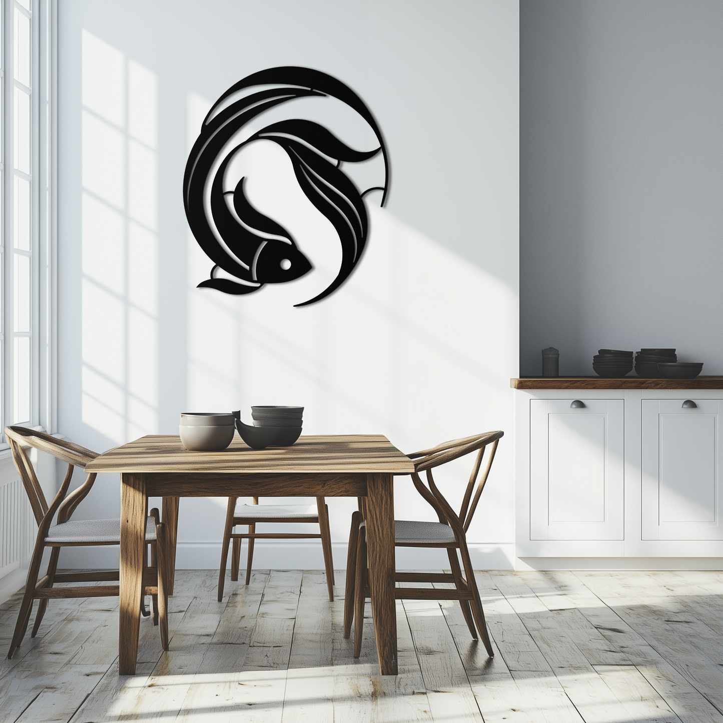 Japanese fish Metal Wall Art – Elegant Minimalist Ocean Decor- KAF379 - Tampa Home & Garden Store
