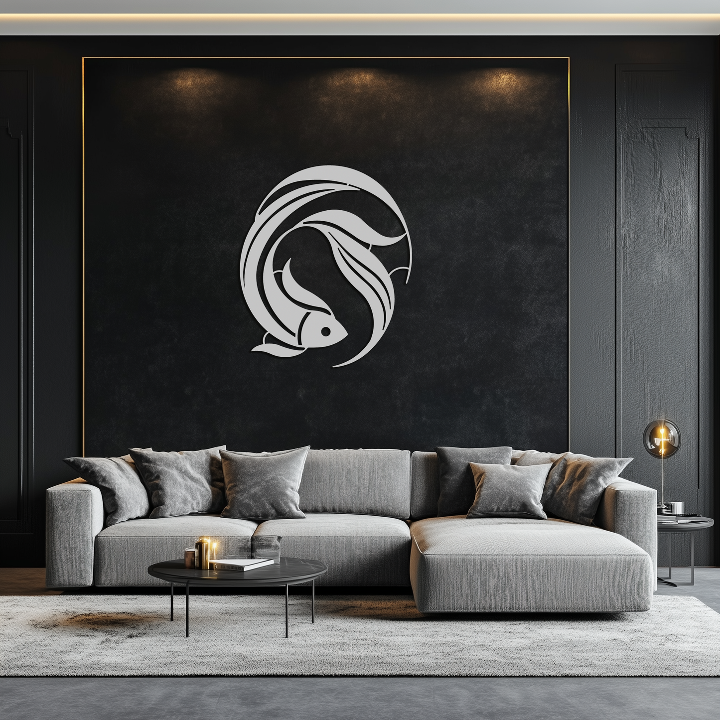 Japanese fish Metal Wall Art – Elegant Minimalist Ocean Decor- KAF379 - Tampa Home & Garden Store