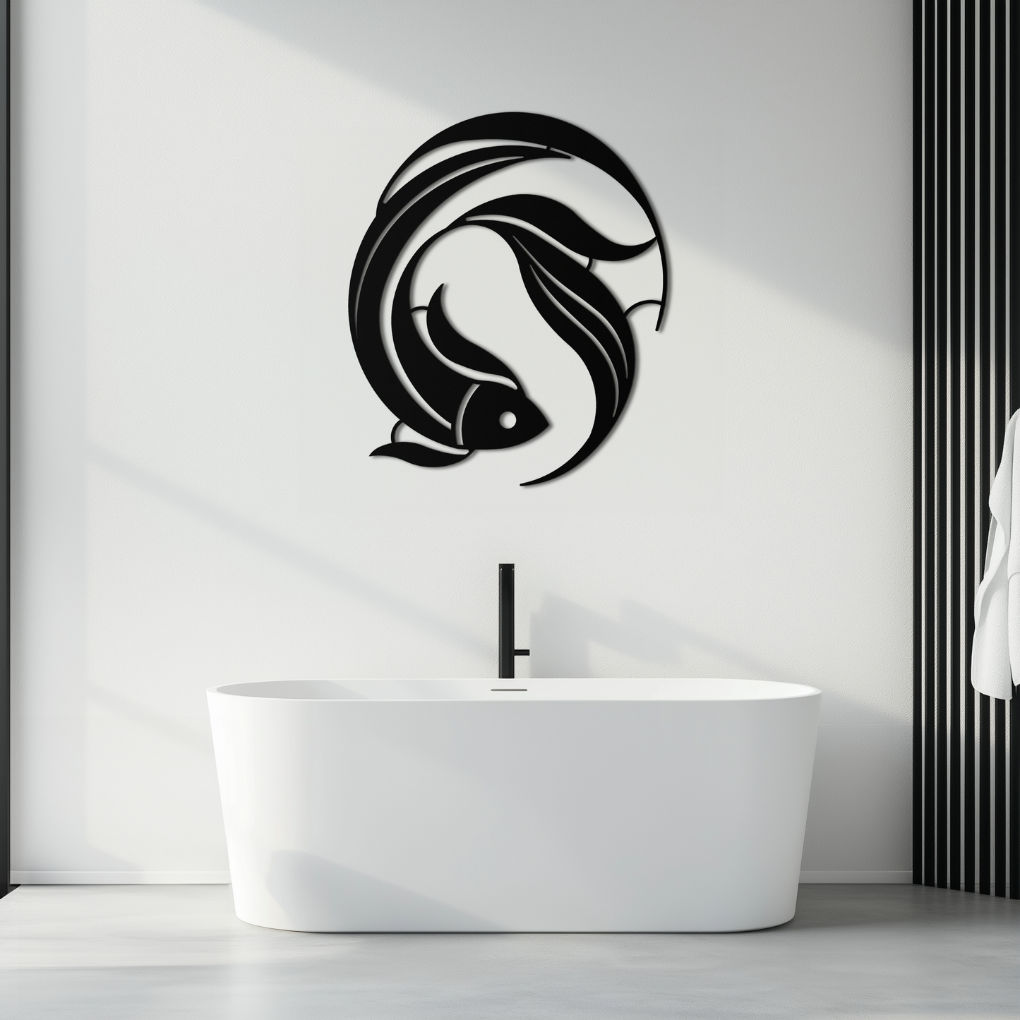 Japanese fish Metal Wall Art – Elegant Minimalist Ocean Decor- KAF379 - Tampa Home & Garden Store