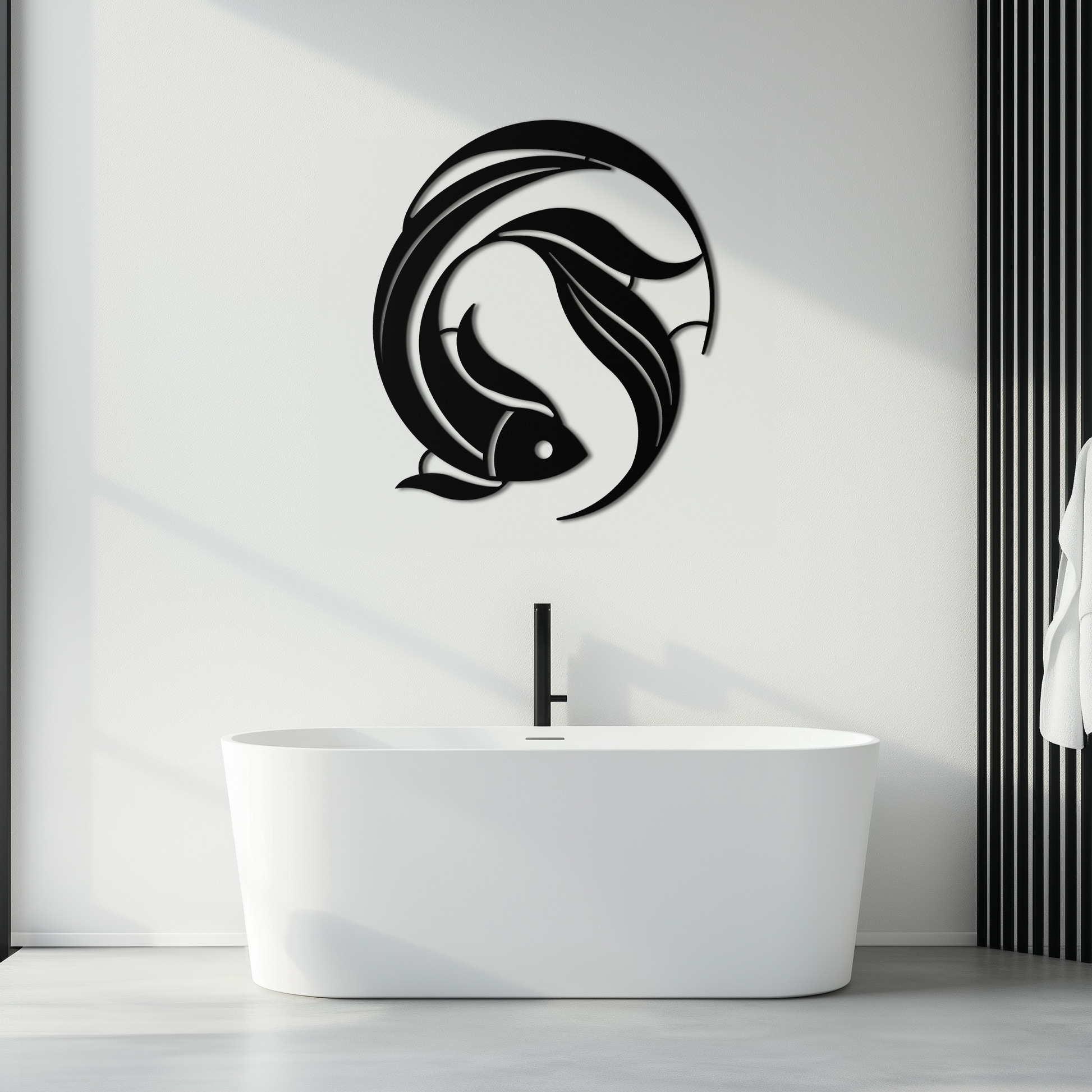 Japanese fish Metal Wall Art – Elegant Minimalist Ocean Decor- KAF379 - Tampa Home & Garden Store