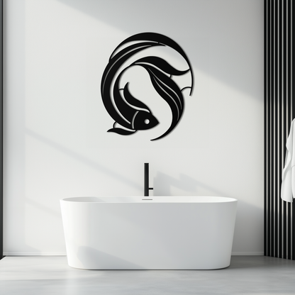 Japanese fish Metal Wall Art – Elegant Minimalist Ocean Decor- KAF379 - Tampa Home & Garden Store