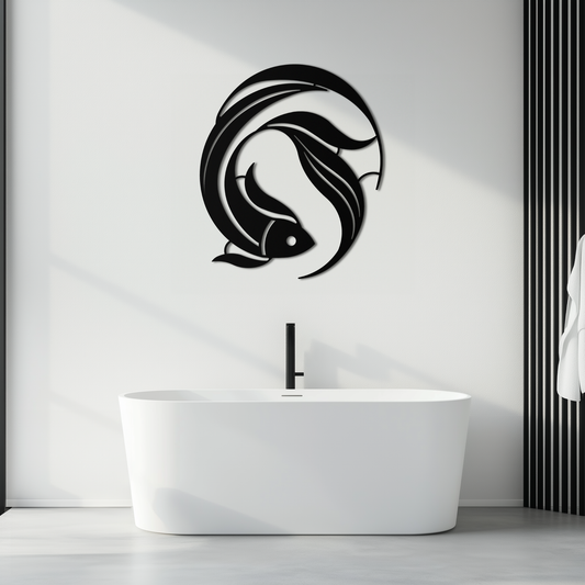 Japanese fish Metal Wall Art – Elegant Minimalist Ocean Decor- KAF379 - Tampa Home & Garden Store