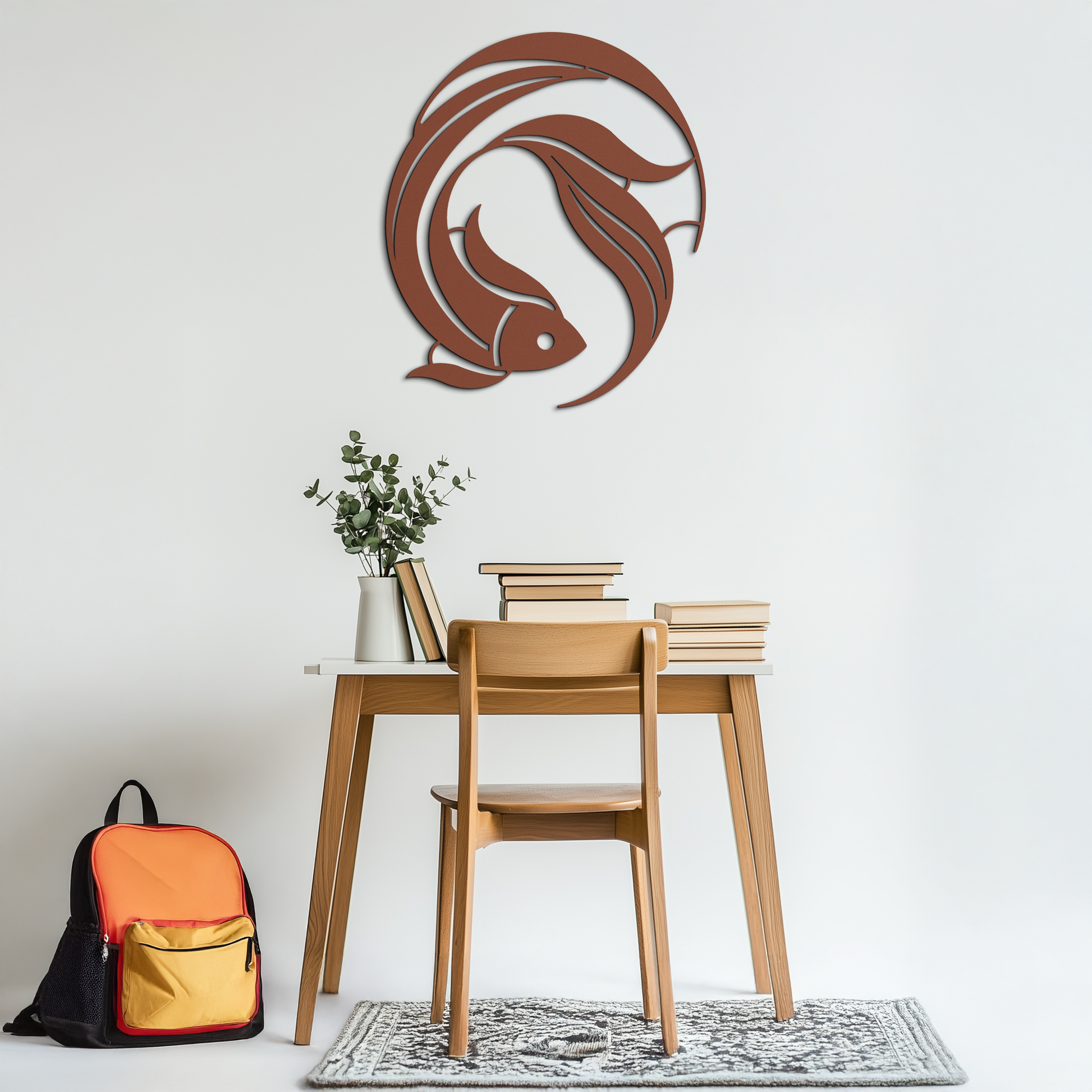 Japanese fish Metal Wall Art – Elegant Minimalist Ocean Decor- KAF379 - Tampa Home & Garden Store