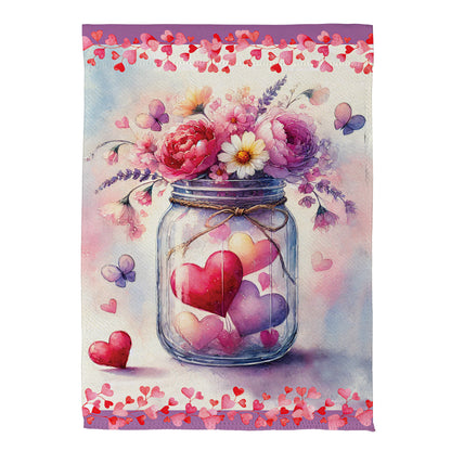 Jar Of Hearts Suede House Flag - Tampa Home & Garden Store