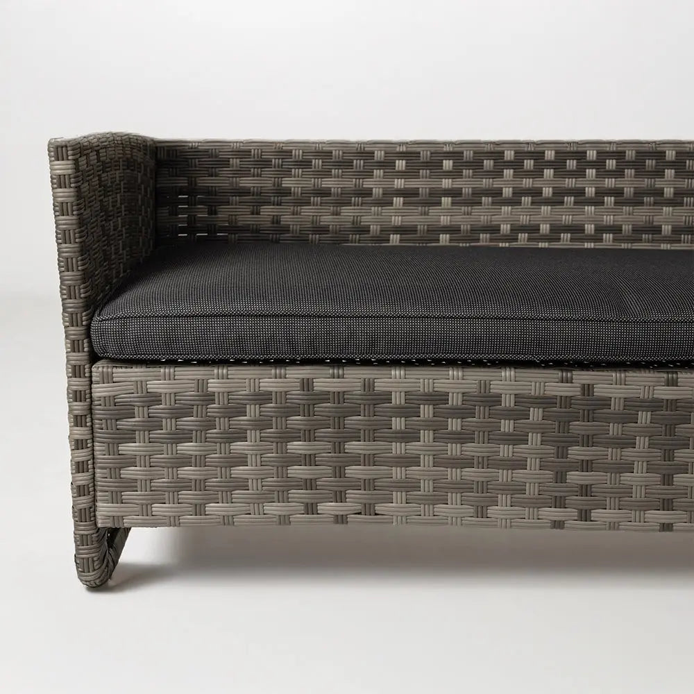 Jareth Wicker Patio Set brown wicker with dark gray cushions by Fire Sense/Balkene Home on Tampa Home & Garden Store