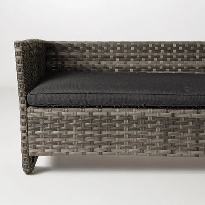 Jareth Wicker Patio Set brown wicker with dark gray cushions by Fire Sense/Balkene Home on Tampa Home & Garden Store