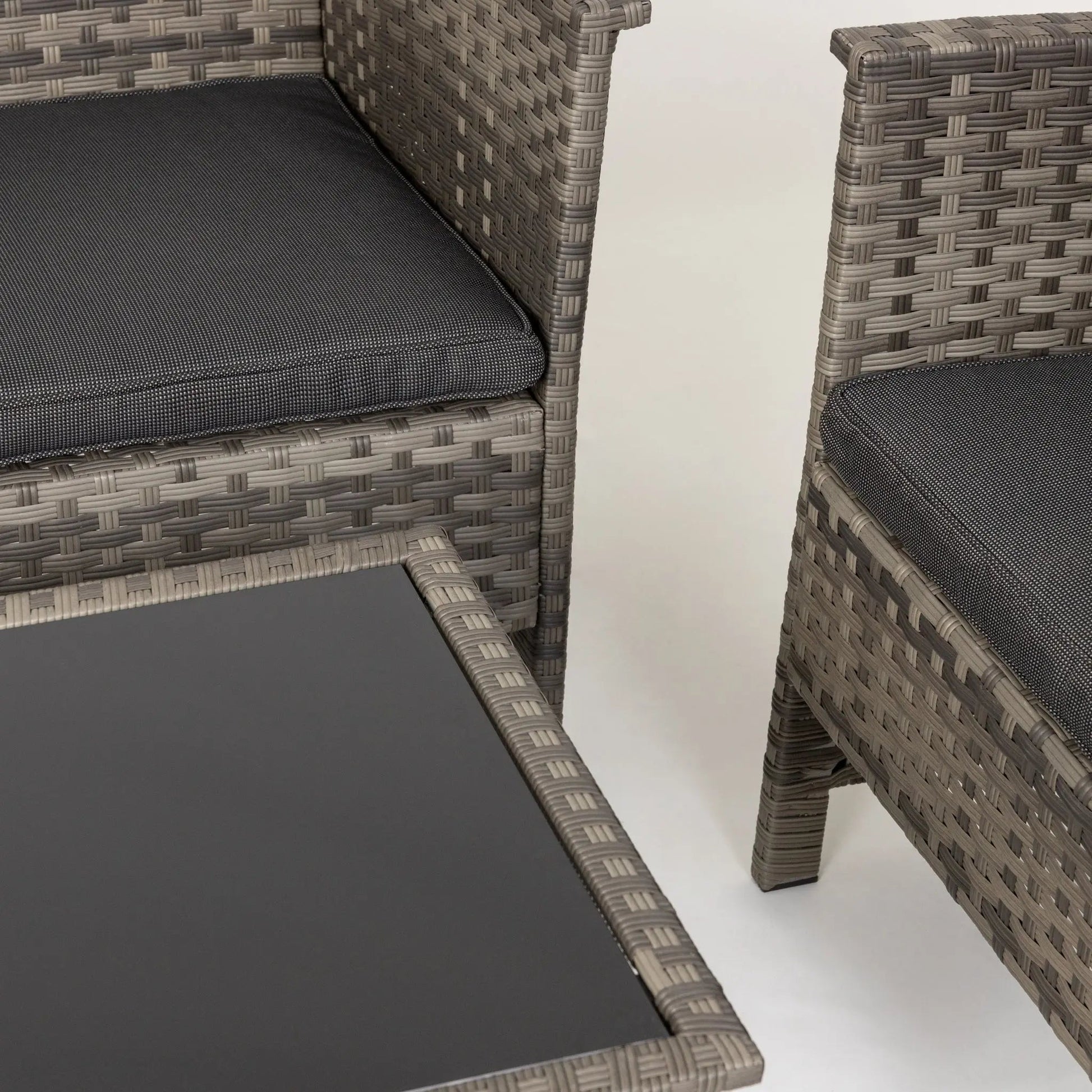 Jareth Wicker Patio Set gray wicker 2seat with cushions Fire Sense on Tampa Home & Garden Store