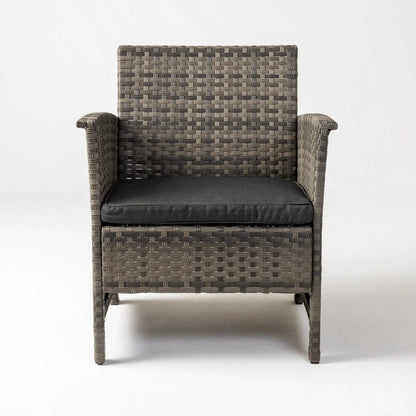 Jareth Wicker Patio Chair gray wicker with dark cushion outdoor use Fire Sense on Tampa Home & Garden Store
