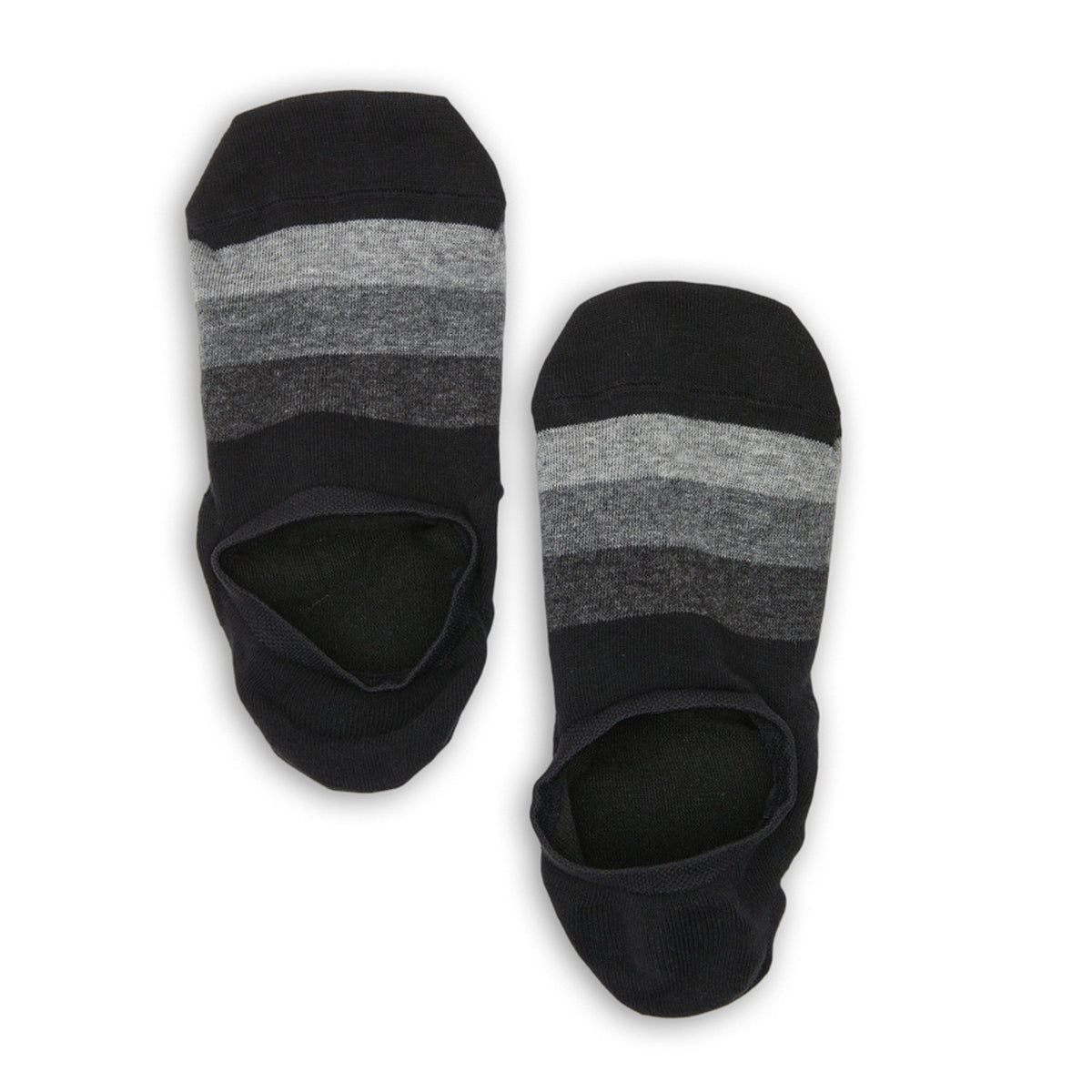 Jax No Show footie socks in black and grey stripes 2-pack on Tampa Home & Garden Store