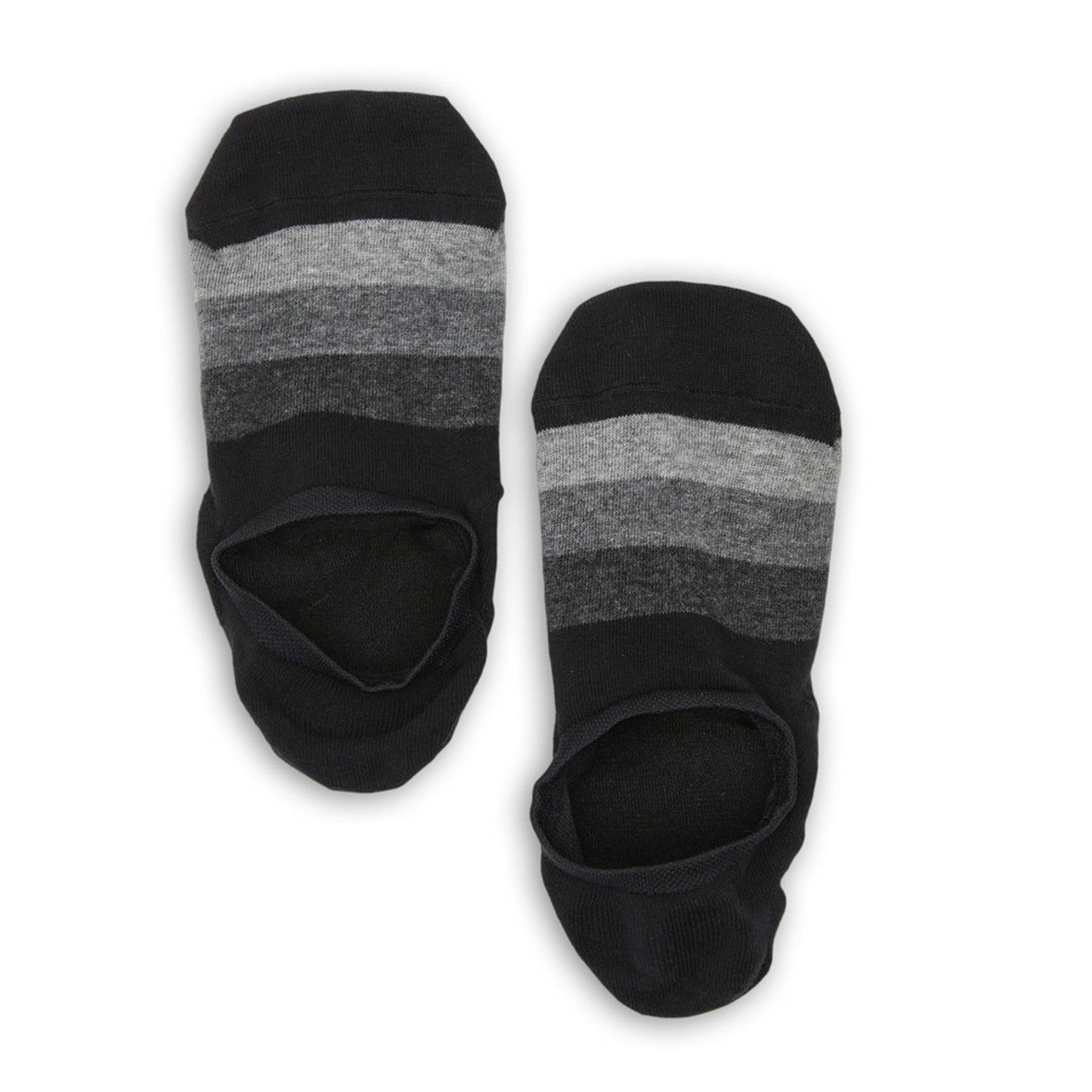 F23 No-Show Socks by DeadSoxy, black with gray stripes, 2 socks on Tampa Home & Garden Store