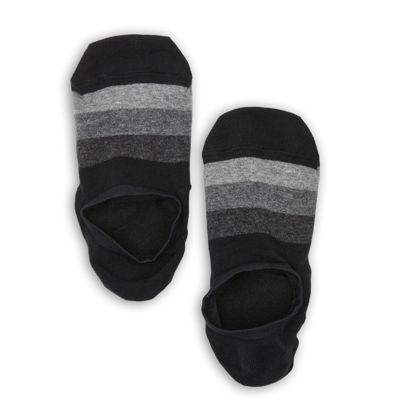 DeadSoxy F23 No-Show Socks, 2-pair black gray striped footie socks on Tampa Home & Garden Store