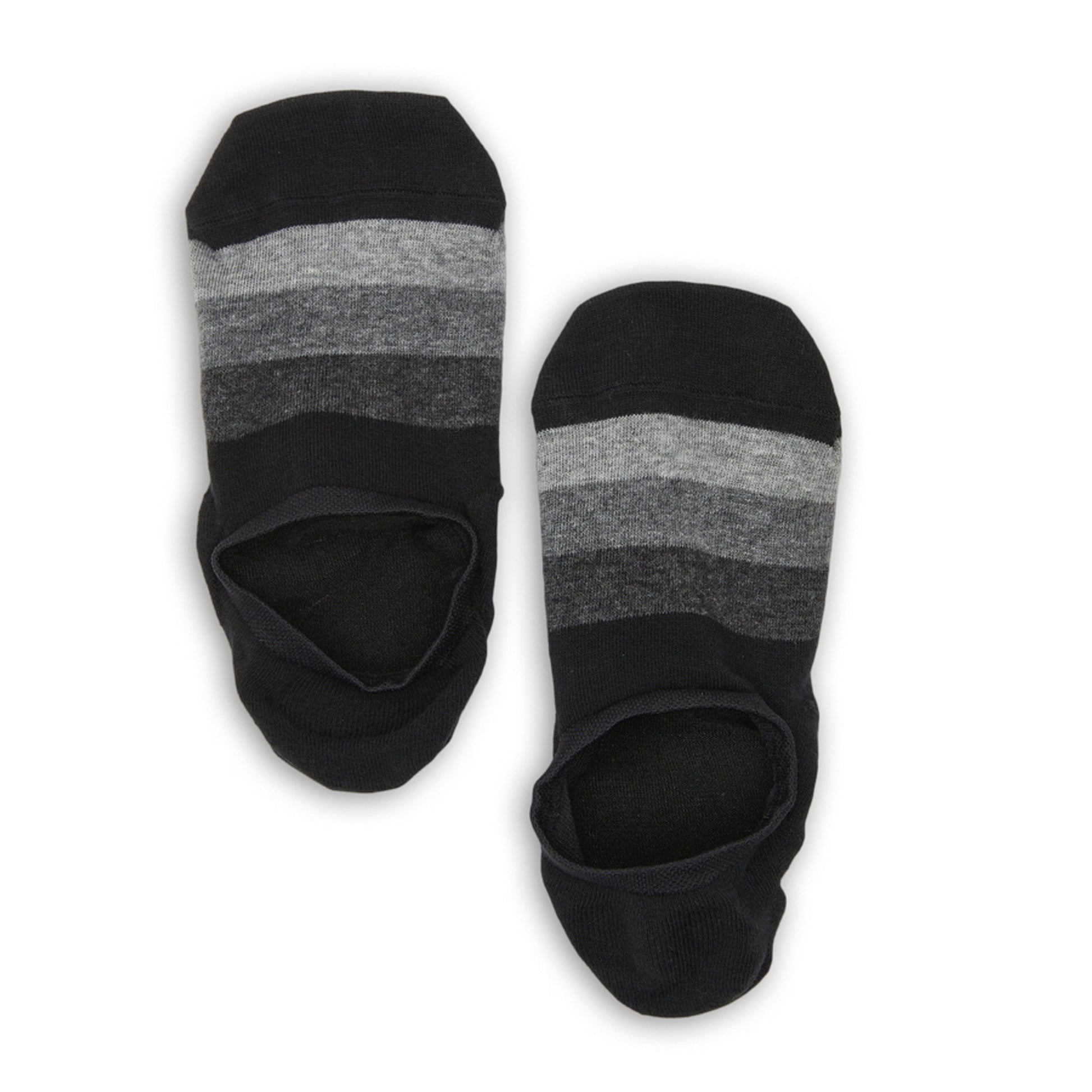 DeadSoxy F23 No-Show Socks, 2-pair black gray striped footie socks on Tampa Home & Garden Store