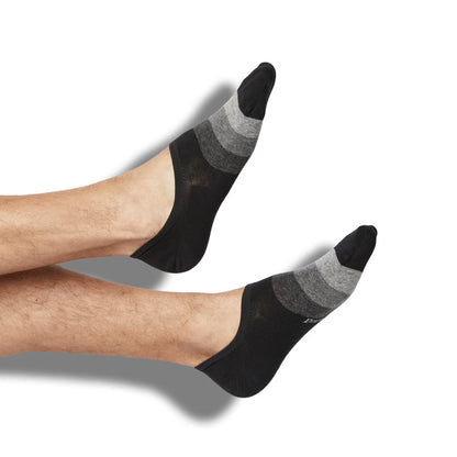 Jax No Show footie socks by DeadSoxy in black with grey stripes (pair) on Tampa Home & Garden Store