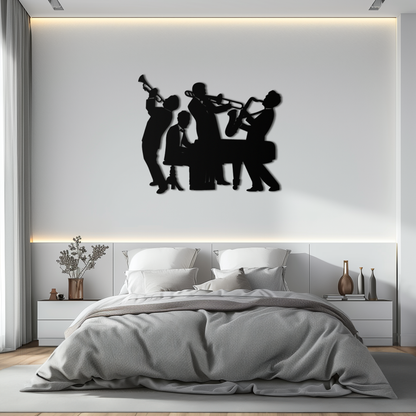 Jazz Band Metal Wall Art - Modern Musical Silhouette Decor- KAF255 - Tampa Home & Garden Store