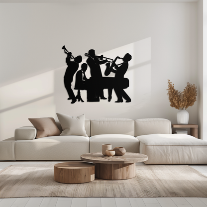 Jazz Band Metal Wall Art - Modern Musical Silhouette Decor- KAF255 - Tampa Home & Garden Store