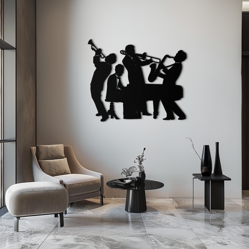 Jazz Band Metal Wall Art - Modern Musical Silhouette Decor- KAF255 - Tampa Home & Garden Store